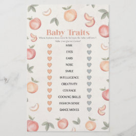Söt persikoboho baby har ett babyduschspel