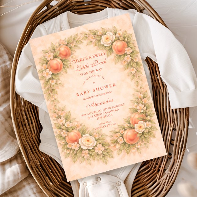Söt Persikodling Baby Shower Inbjudningar (Skapare uppladdad)