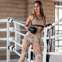 Söt Persikofärgad Blommigt Feminin mönster | Lagar Leggings