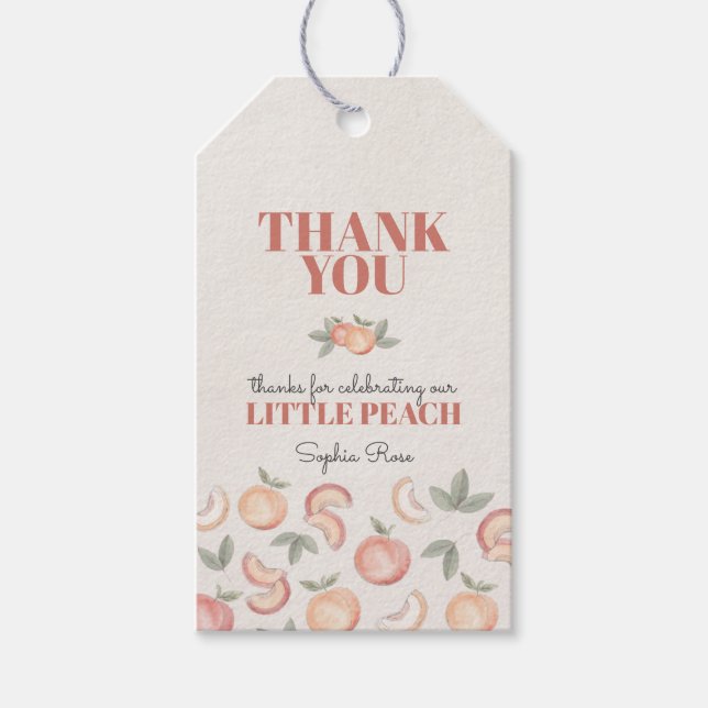 Söt persikomärke för födelsedag eller babydusch presentetikett (Framsidan)