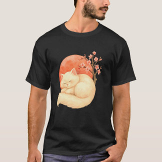 Söt persisk katt körsbärsblomstrande träd naturäls t shirt