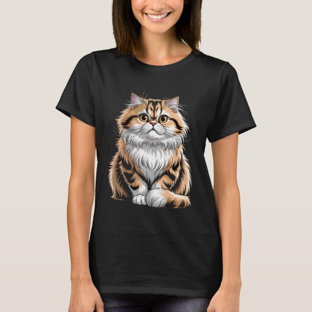 Söt persisk randig katt t shirt (Framsida)