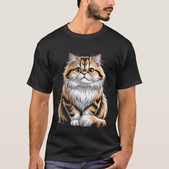 Söt persisk randig katt t shirt (Framsida)