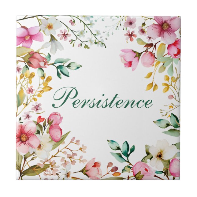Söt ’Persistence’ Blommigt Ceramic Tile Kakelplatta (Framsidan)