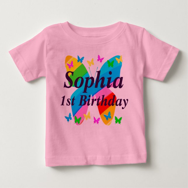 SÖT PERSONLIG 1 BIRTHDAY BUTTERFLY T SHIRT (Framsida)