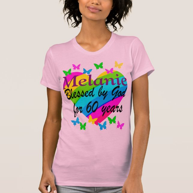 SÖT PERSONLIG 60 BIRTHDAY GOD'S BLESSING TEE SHIRT (Framsida)