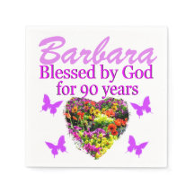 SÖT PERSONLIG 90:E BIRTHDAY BLOMMIGT NAPKINS