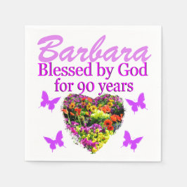 SÖT PERSONLIG 90:E BIRTHDAY BLOMMIGT NAPKINS PAPPERSSERVETT