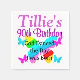 SÖT PERSONLIG 90:E BIRTHDAY BUTTERFLY NAPKIN PAPPERSSERVETT