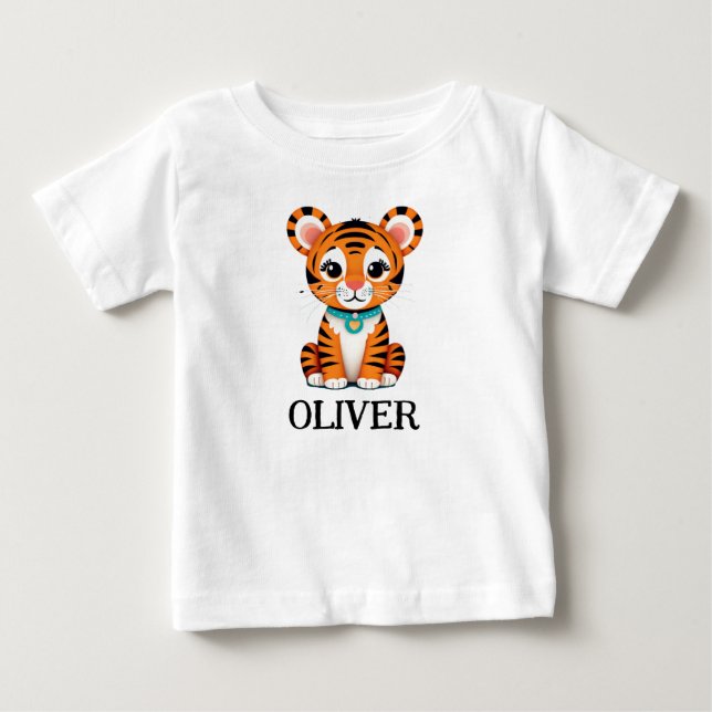 Söt personlig baby tiger t shirt (Framsida)