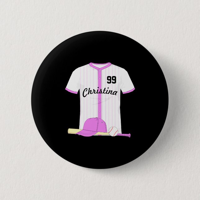 Söt personlig baseboll baby t-shirt  knapp (Framsida)