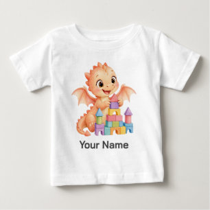 Söt Personlig Bebis Drak Block Slott Barn T Shirt