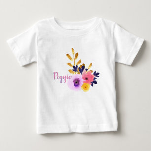 Söt personlig blommig tutu t shirt