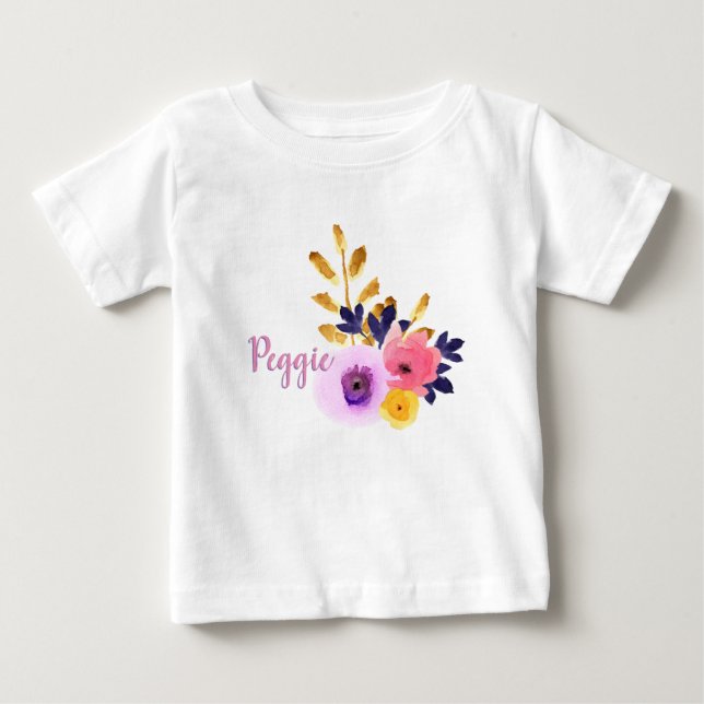 Söt personlig blommig tutu t shirt (Framsida)