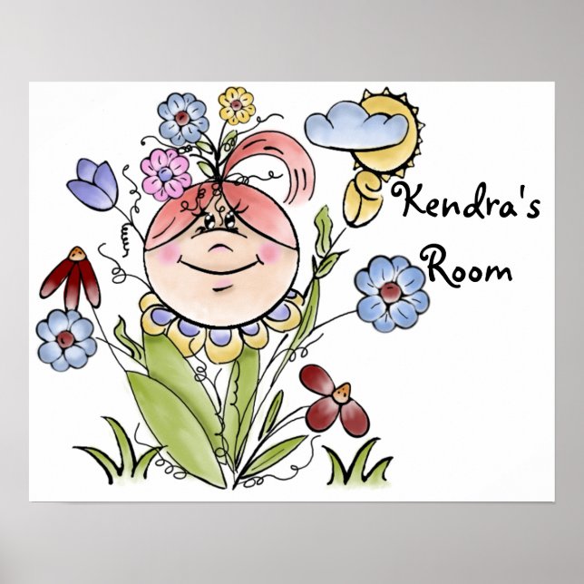 Söt personlig blomsterträdgårds-fé poster (Framsidan)