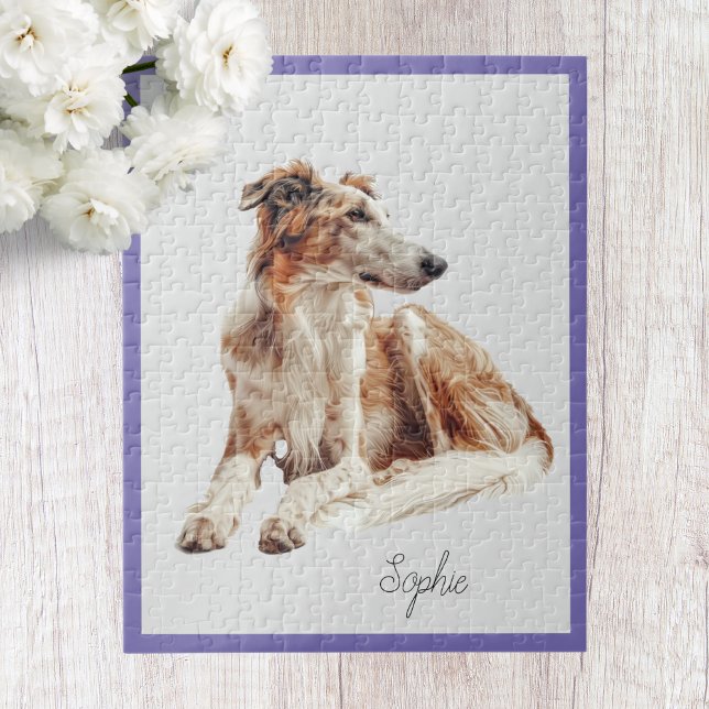 Söt personlig Borzoi-hund Pussel (Skapare uppladdad)
