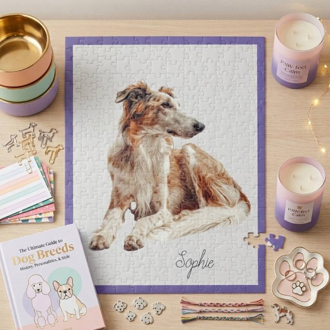 Söt personlig Borzoi-hund Pussel (Skapare uppladdad)