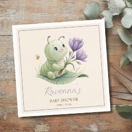 Söt Personlig Caterpillar Namn Baby Shower Pappersservett