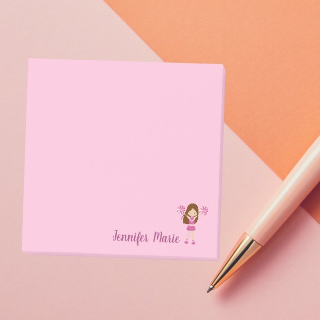 Söt Personlig CheerLedande Anpassningsbar Rosa Post-it Block (Skapare uppladdad)