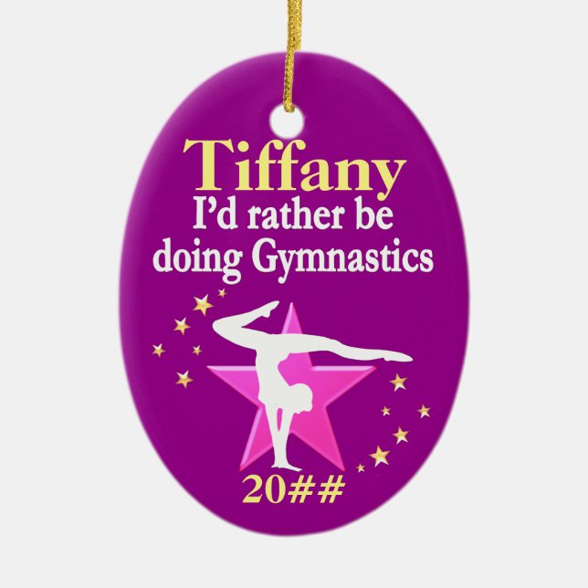 SÖT PERSONLIG CHRISTMAS GYMNAST ORNATION JULGRANSPRYDNAD KERAMIK (Framsidan)
