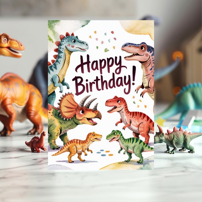 Söt personlig dinosaurie födelsedags  kort (Skapare uppladdad)