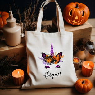 Söt Personlig Enhörning Lila Glitter Halloween Tygkasse