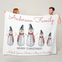 Söt Personlig Familjenamn Snöman God Jul Fleecefilt