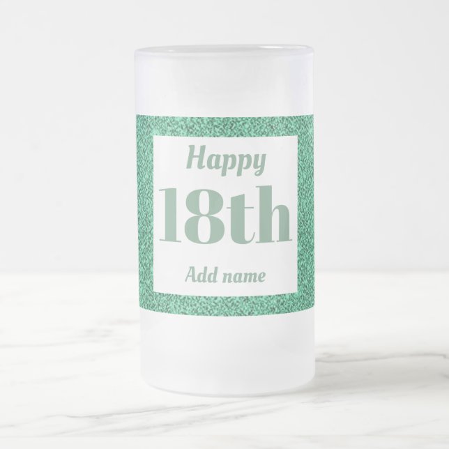 Söt personlig födelsedag av glas mugg, 18:e gåva frostat ölglas (Center)