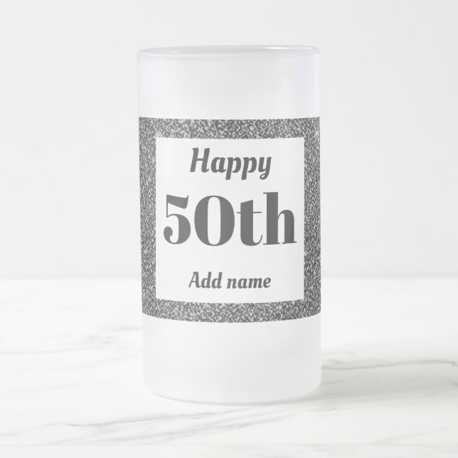 Söt personlig födelsedag av glas mugg, 50:e årspre frostat ölglas (Center)