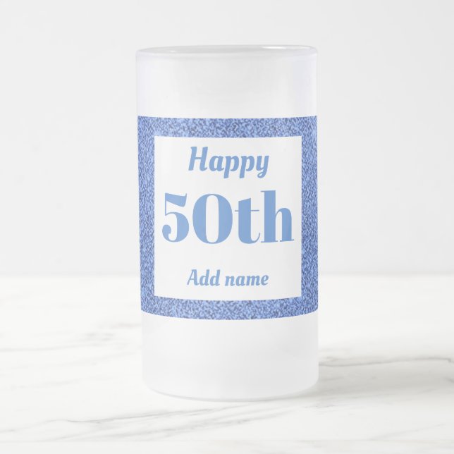 Söt personlig födelsedag av glas mugg, 50:e årspre frostat ölglas (Center)