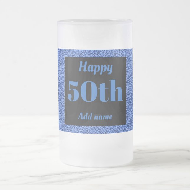 Söt personlig födelsedag av glas mugg, 50:e årspre frostat ölglas (Center)