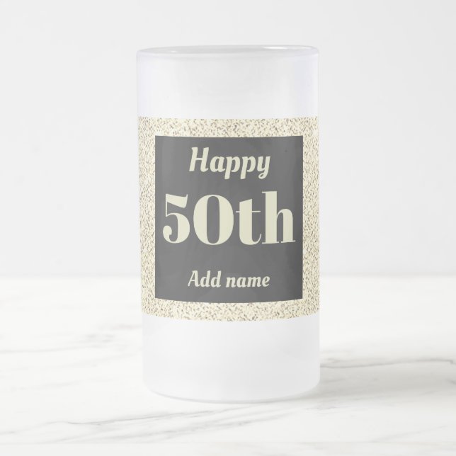 Söt personlig födelsedag av glas mugg, 50:e årspre frostat ölglas (Center)