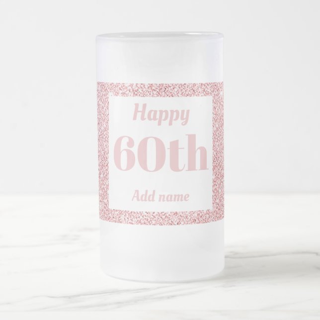Söt personlig födelsedag av glas mugg, 60:e årspre frostat ölglas (Center)