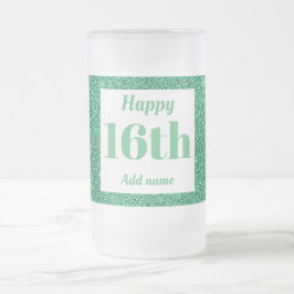 Söt personlig födelsedag av glas mugg, gåva 16:e frostat ölglas