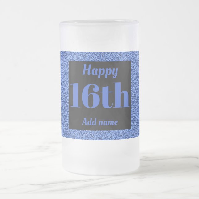 Söt personlig födelsedag av glas mugg, gåva 16:e frostat ölglas (Center)