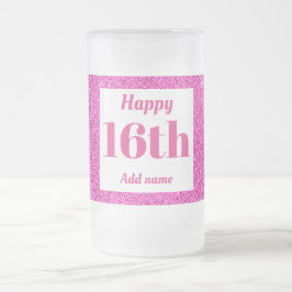 Söt personlig födelsedag av glas mugg, gåva 16:e frostat ölglas