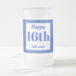 Söt personlig födelsedag av glas mugg, gåva 16:e frostat ölglas