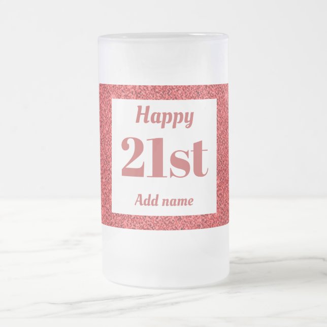 Söt personlig födelsedag av glas mugg, gåva 21:a frostat ölglas (Center)