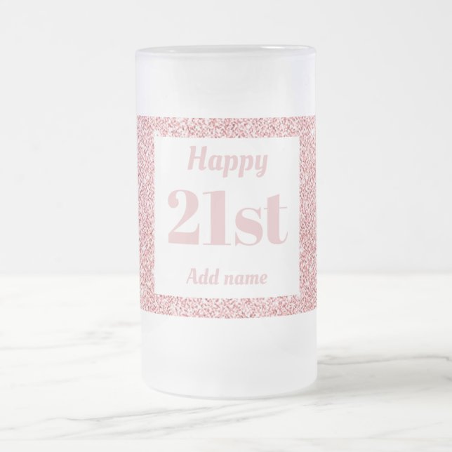 Söt personlig födelsedag av glas mugg, gåva 21:a frostat ölglas (Center)