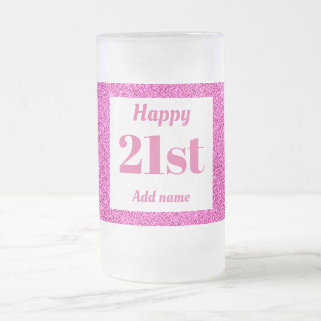 Söt personlig födelsedag av glas mugg, gåva 21:a frostat ölglas (Center)