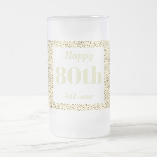 Söt personlig födelsedag av glas mugg, gåva 80:e frostat ölglas (Center)