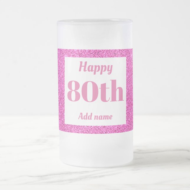 Söt personlig födelsedag av glas mugg, gåva 80:e frostat ölglas (Center)