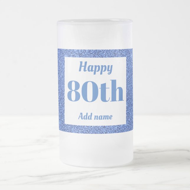 Söt personlig födelsedag av glas mugg, gåva 80:e frostat ölglas (Center)