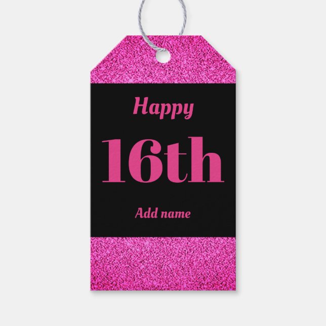 söt personlig födelsedagspresent, märkre 16:e  presentetikett (Framsidan)