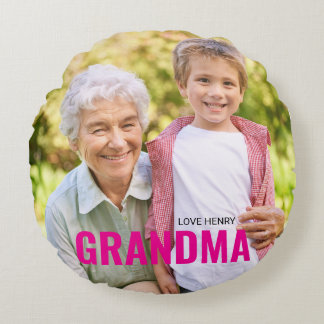 Söt personlig foto present MORMOR gåva Rund Kudde