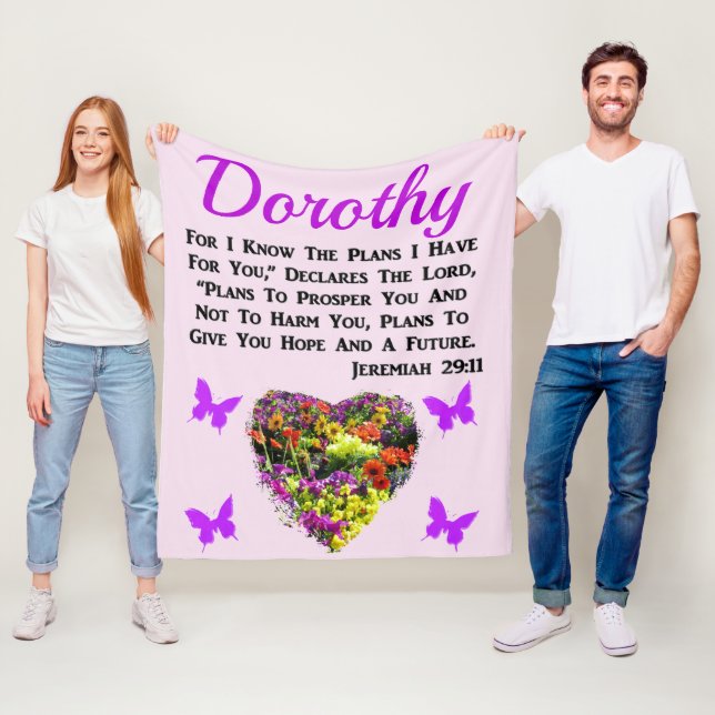 SÖT PERSONLIG JEREMIAH 29:11 BLOMMIGT FLEECEFILT (På plats)