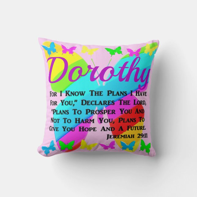 SÖT PERSONLIG JEREMIAH 29:11 BUTTERFLY KUDDE (Framsida)