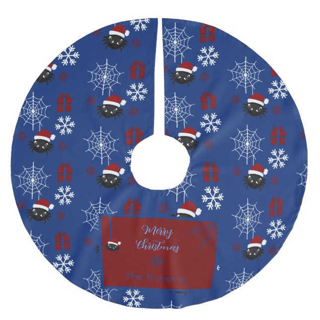 Söt personlig julspindel julgransmatta borstad polyester (Framsidan)