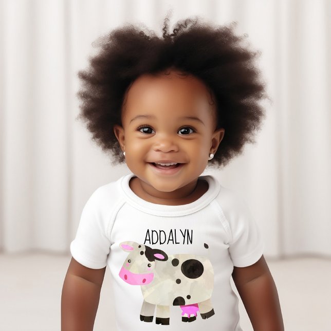 Söt Personlig Ko T Shirt (Cute cow customized infant bodysuit)