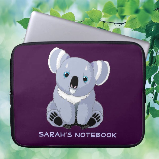 Söt personlig koala laptop sleeve (Cute Koala with Customized Text Laptop Sleeve)